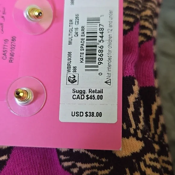 Kate Spade Green Water Bottle 3pair Socks Set And Earrings NWT GIFTABLE - Picture 7 of 8